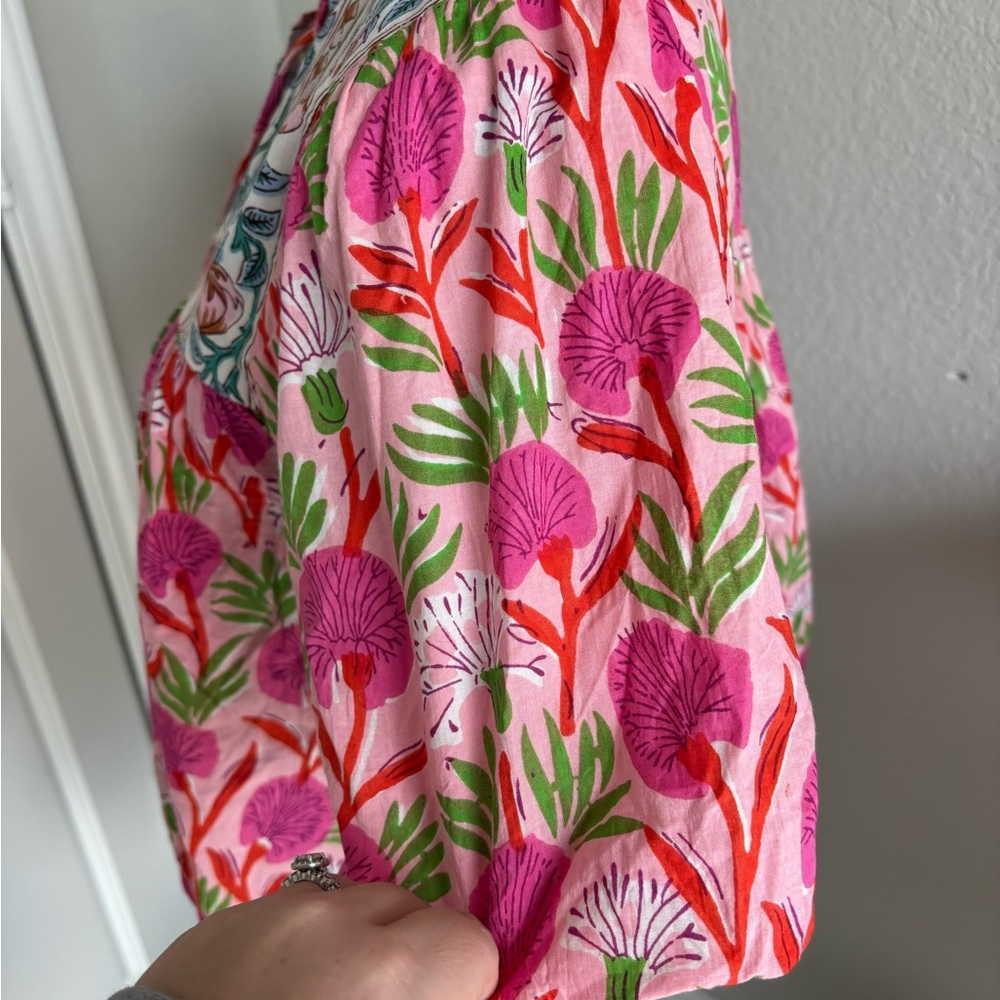 THML Pink Floral Boho Peasant Top Small - Picture 5 of 7